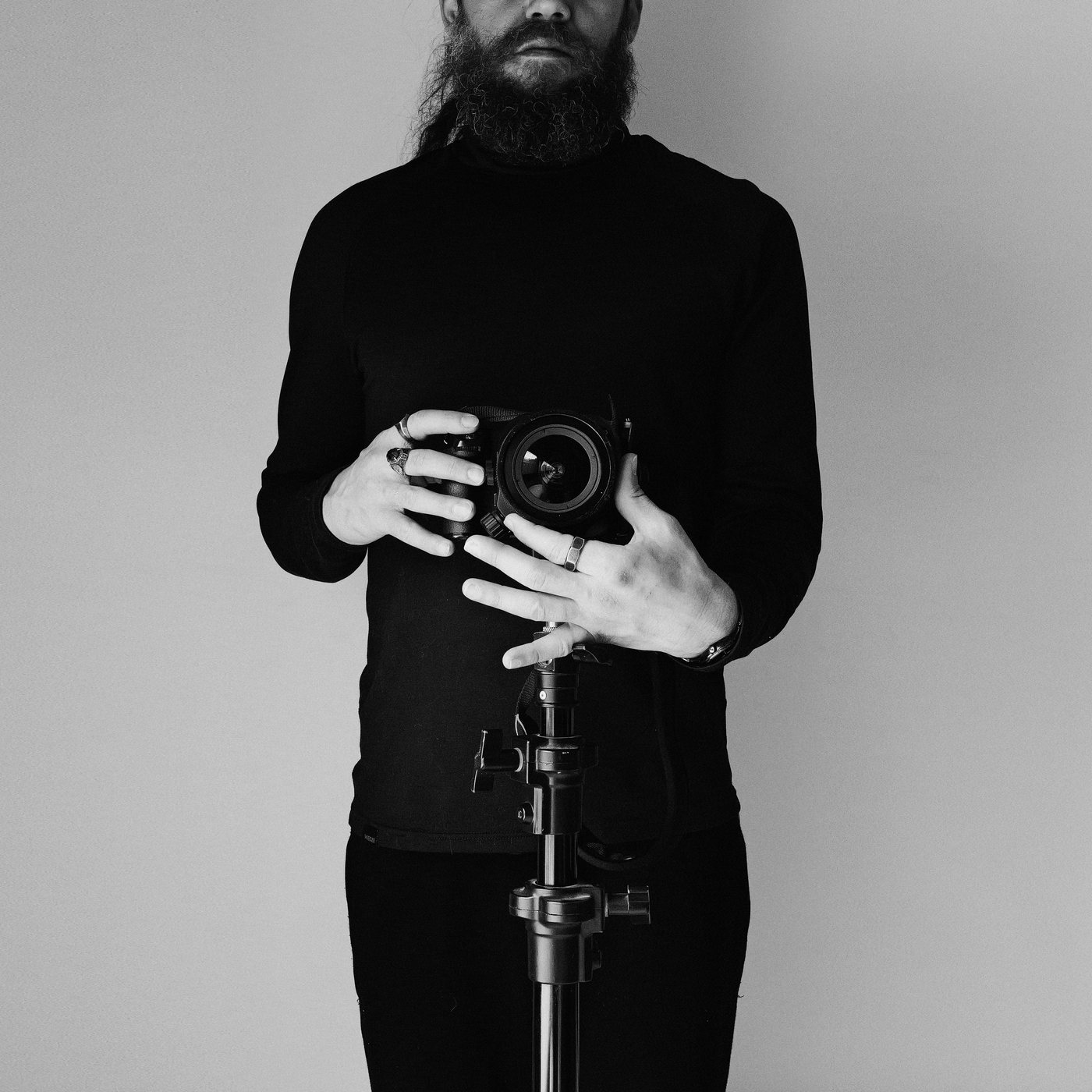 Stas, architectural photographer, with his camera on a tripod